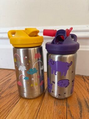 Bundle of two stainless steel CamelBak Eddy+ kids water bottles & extra spout